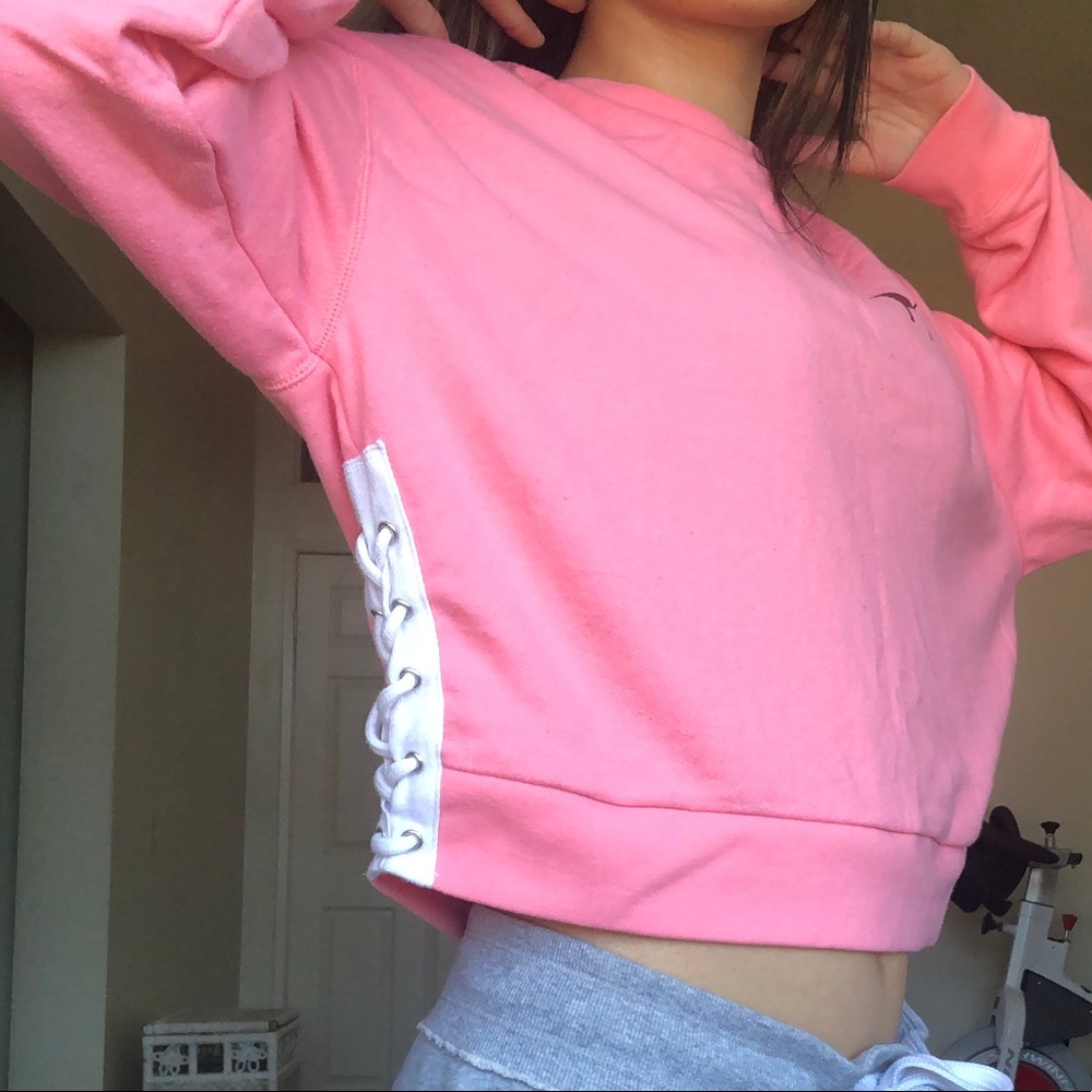 bright pink PINK crewneck sweatshirt